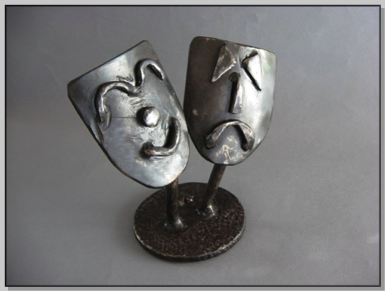 Comedy and Tragedy 6” h -Tribute to artist’s friend, Ray Comedy and Tragedy 6” h -Tribute to artist’s friend, Ray